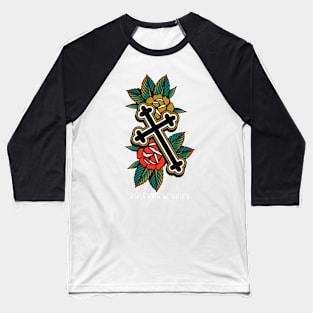 Cross Rose American Traditional Tattoo Flash Baseball T-Shirt